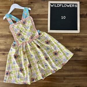 NWT Wildflowers Daydream Believer Tea Time Jumper Dress Floral Blue Yellow 10